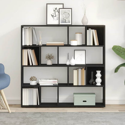 Boekenkast/kamerverdeler zwart eiken 105x24x102 cm