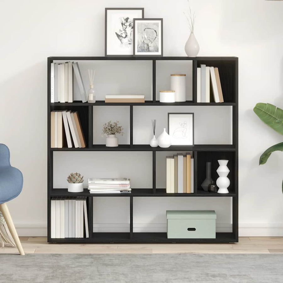 Boekenkast/kamerverdeler zwart eiken 105x24x102 cm