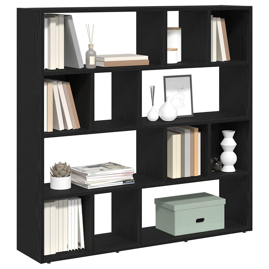 Boekenkast/kamerverdeler zwart eiken 105x24x102 cm