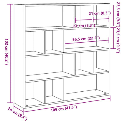 Boekenkast/kamerverdeler zwart eiken 105x24x102 cm