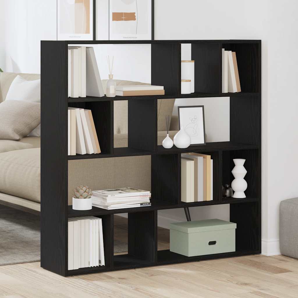 Boekenkast/kamerverdeler zwart eiken 105x24x102 cm