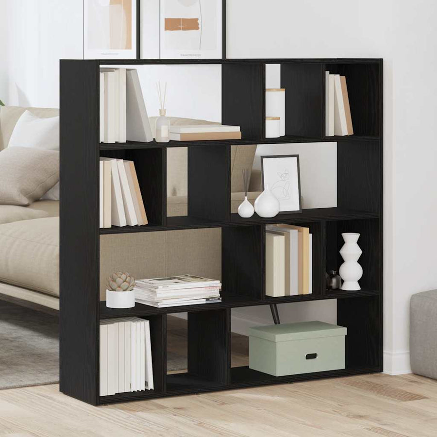 Boekenkast/kamerverdeler zwart eiken 105x24x102 cm