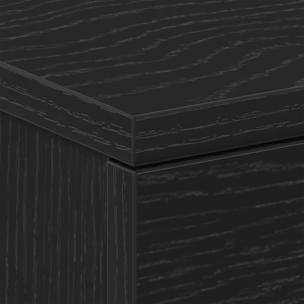 Nachtkastje Zwart Eiken 38x35x55 cm Bewerkt Hout