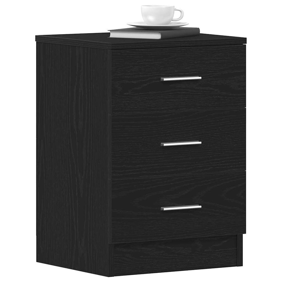 Nachtkastjes 2 stuks Zwart Eiken 38x35x55 cm Bewerkt Hout