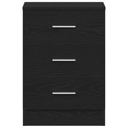 Nachtkastjes 2 stuks Zwart Eiken 38x35x55 cm Bewerkt Hout