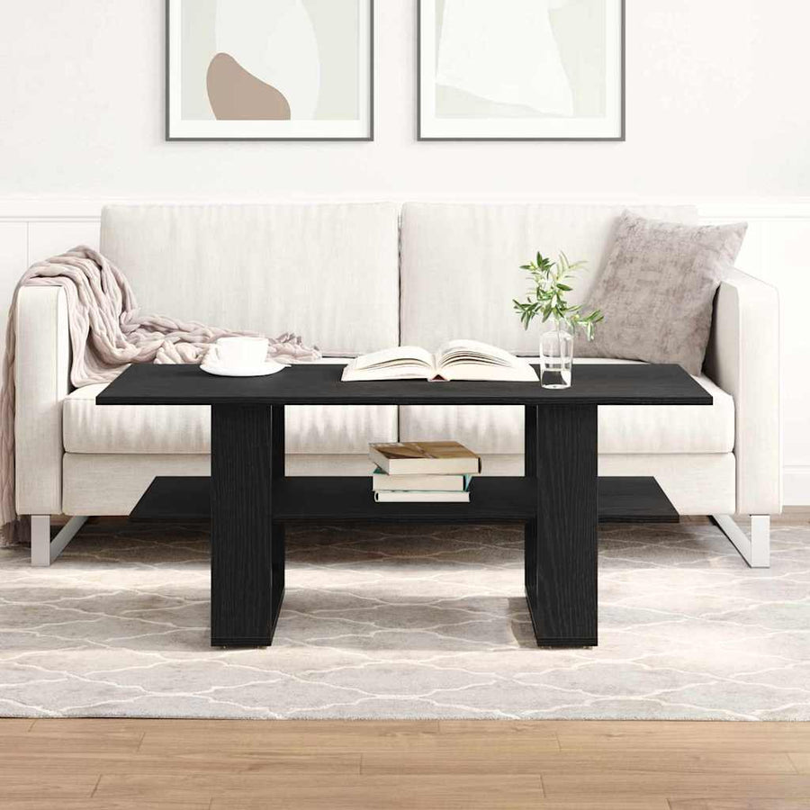Salontafel Zwart Eiken 102 x 55 x 42 cm Bewerkt hout