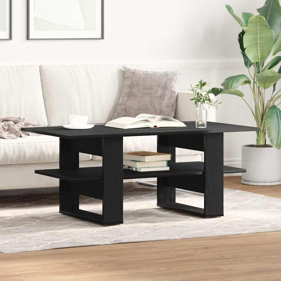 Salontafel Zwart Eiken 102 x 55 x 42 cm Bewerkt hout