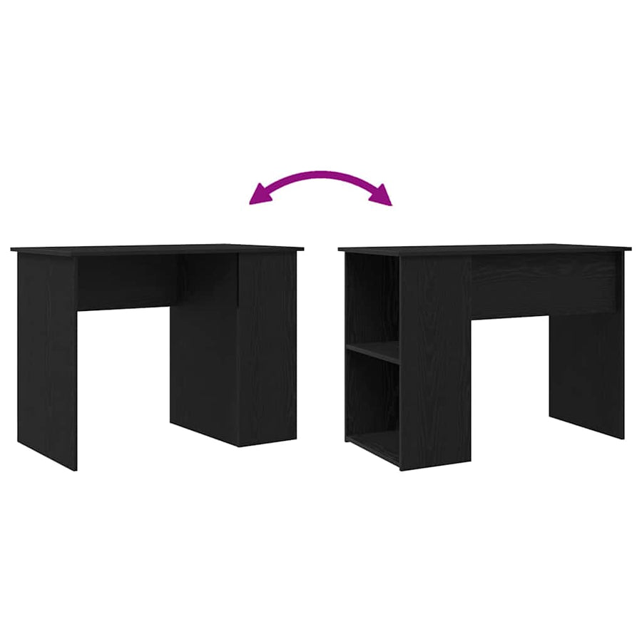 Bureau Zwart Eiken 100x55x75 cm Bewerkt Hout