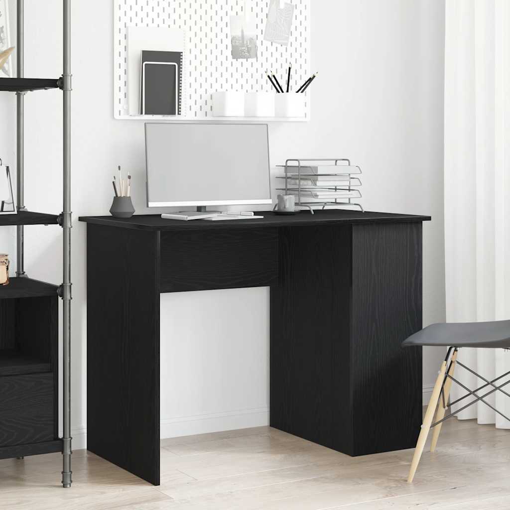 Bureau Zwart Eiken 100x55x75 cm Bewerkt Hout