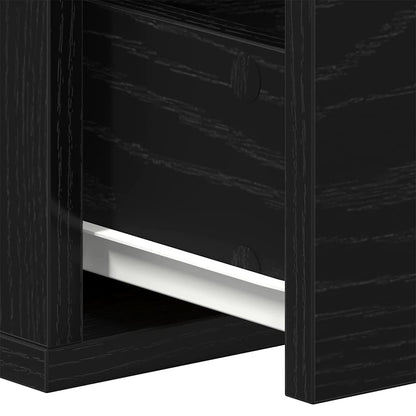Wandkast met lade Zwart Eiken 60 x 26 x 18,5 cm Bewerkt hout
