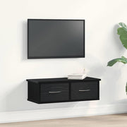 Wandkast 60x26x18.5 cm zwart eiken met lade