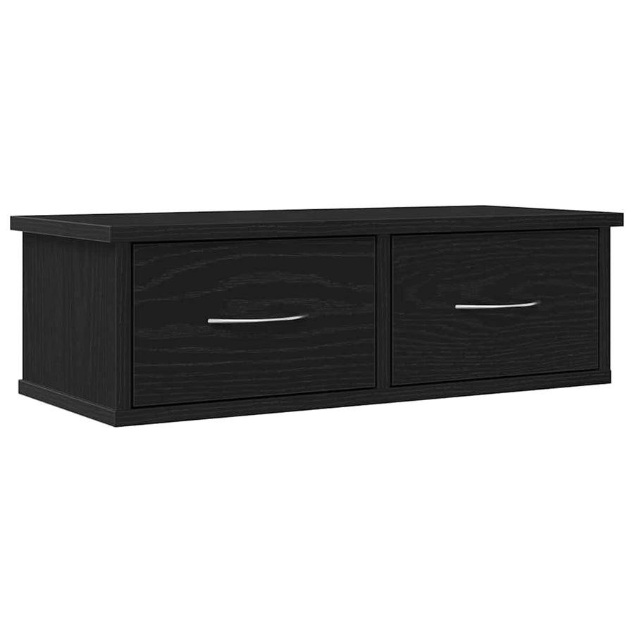 Wandkast met lade Zwart Eiken 60 x 26 x 18,5 cm Bewerkt hout