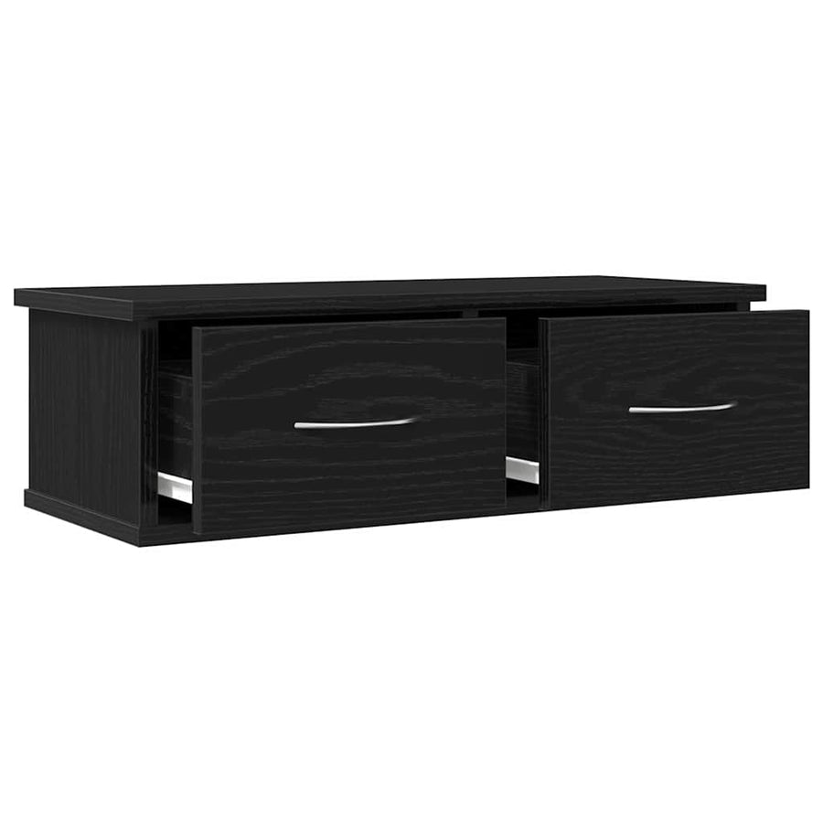 Wandkast met lade Zwart Eiken 60 x 26 x 18,5 cm Bewerkt hout