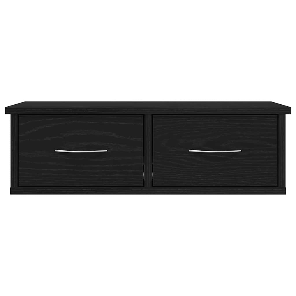 Wandkast met lade Zwart Eiken 60 x 26 x 18,5 cm Bewerkt hout