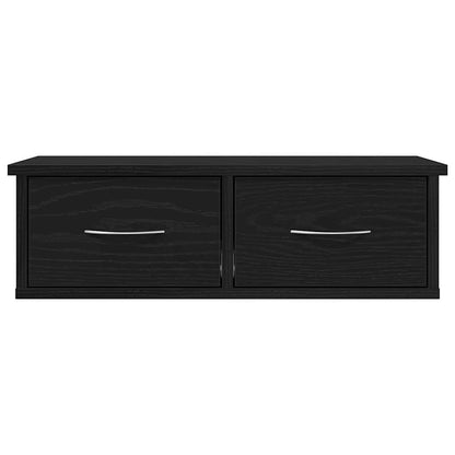 Wandkast met lade Zwart Eiken 60 x 26 x 18,5 cm Bewerkt hout