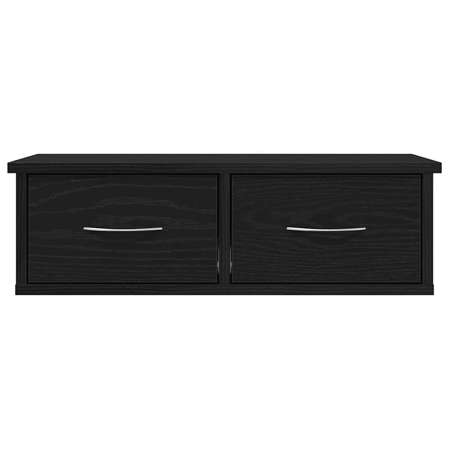 Wandkast met lade Zwart Eiken 60 x 26 x 18,5 cm Bewerkt hout