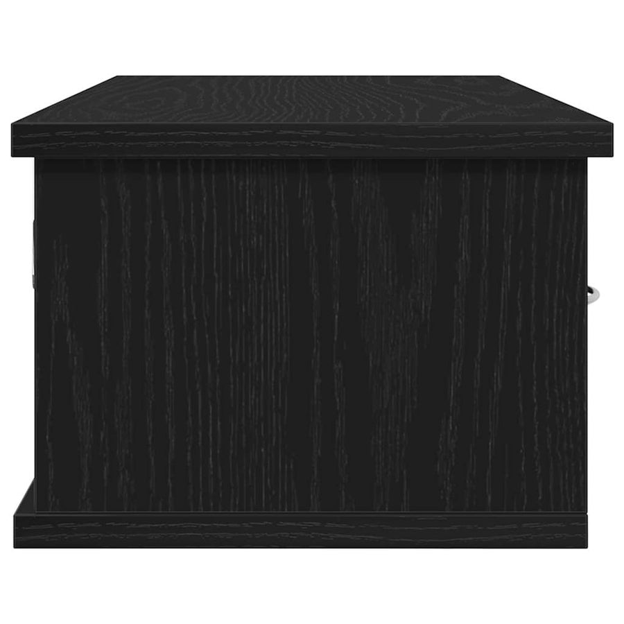 Wandkast met lade Zwart Eiken 60 x 26 x 18,5 cm Bewerkt hout