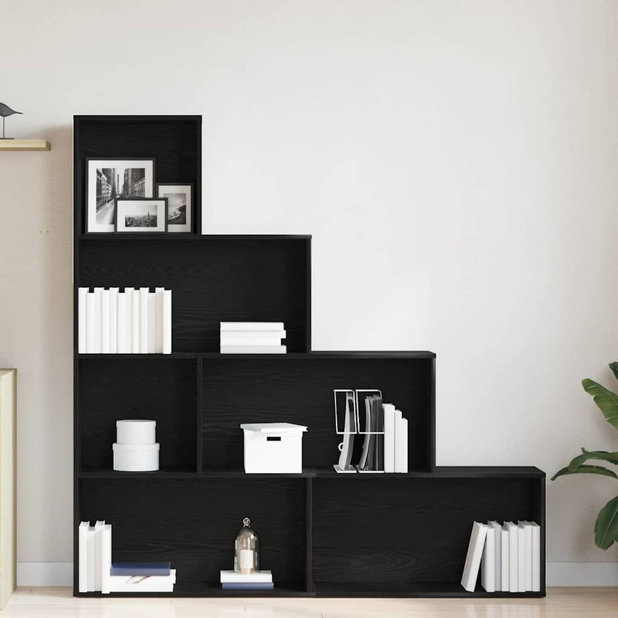 Boekenkast Zwart Eiken 155 x 24 x 160 cm Bewerkt hout