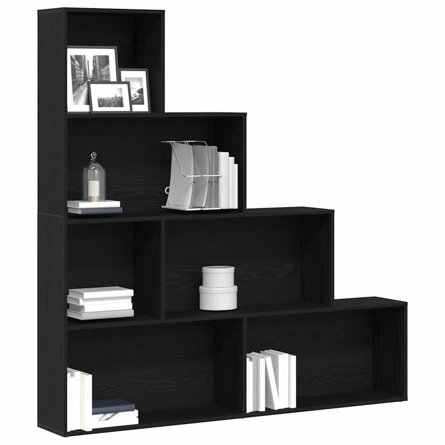 Boekenkast Zwart Eiken 155 x 24 x 160 cm Bewerkt hout