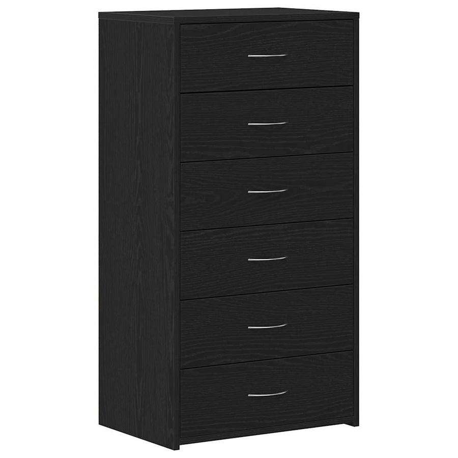 Dressoir met 6 lades 50x34x96 cm spaanplaat zwart eikenkleurig