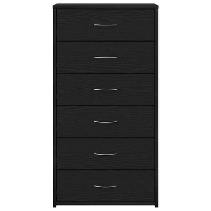 Dressoir met 6 lades 50x34x96 cm spaanplaat zwart eikenkleurig