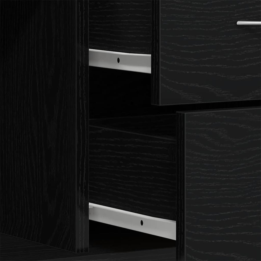 Dressoir 88x30x64 cm bewerkt hout zwart eikenkleurig