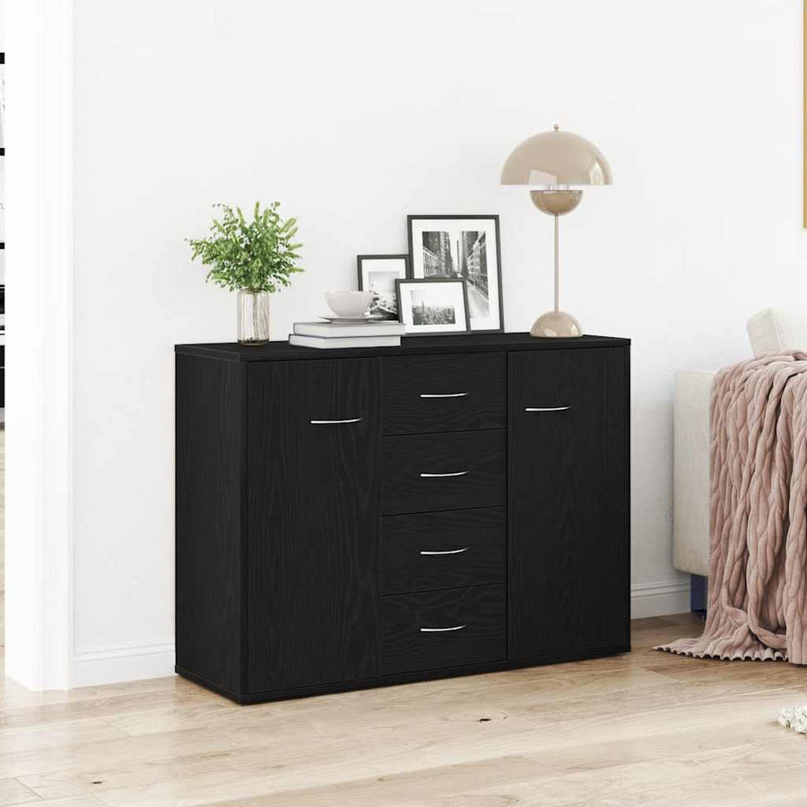 Dressoir 88x30x64 cm bewerkt hout zwart eikenkleurig
