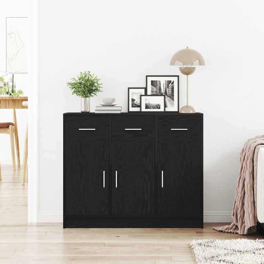 Dressoir Zwart Eiken 91x28x75 cm Engineered Wood