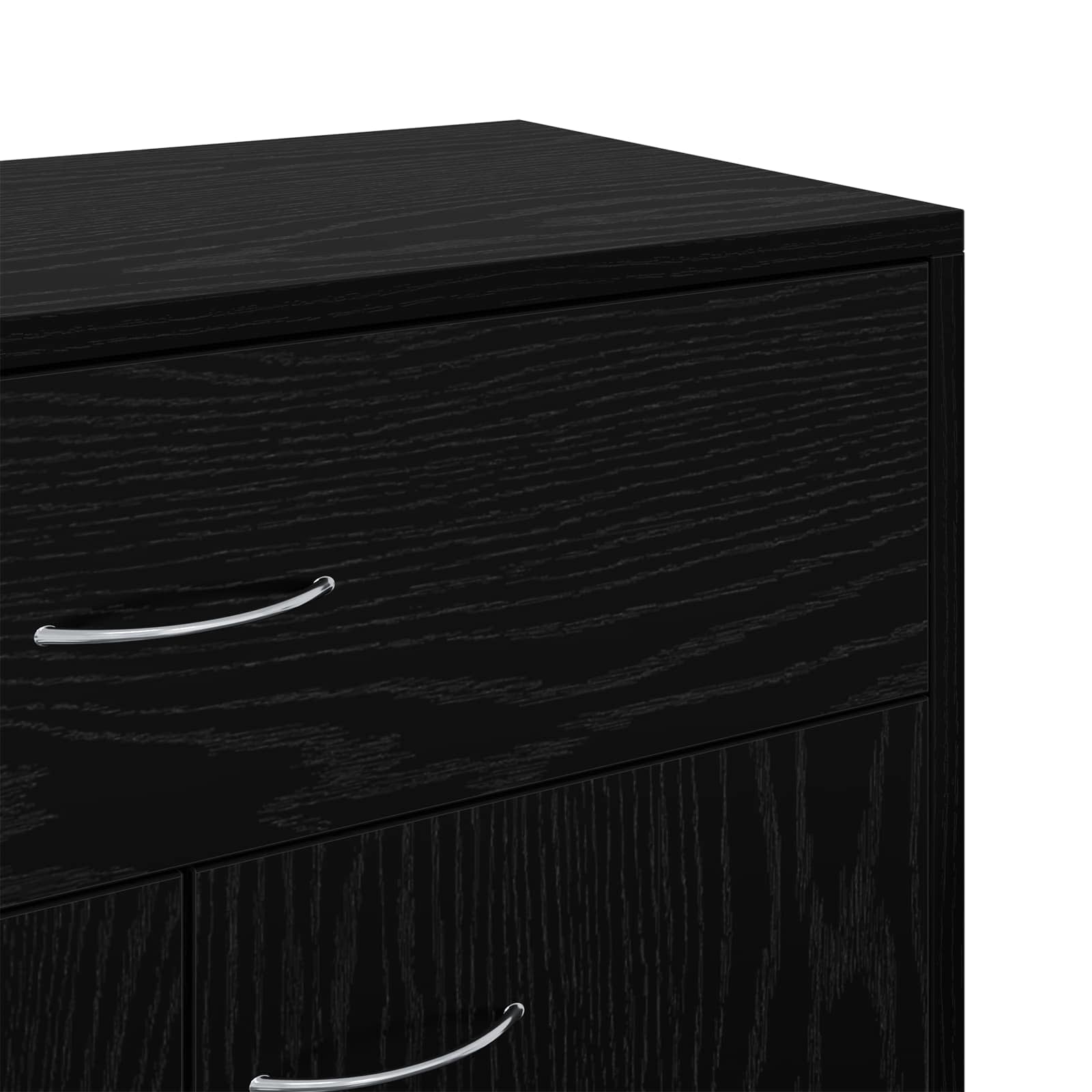 Dressoir met lade Zwart Eiken 60 x 30 x 75 cm Bewerkt hout