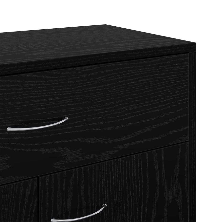 Dressoir met lade Zwart Eiken 60 x 30 x 75 cm Bewerkt hout