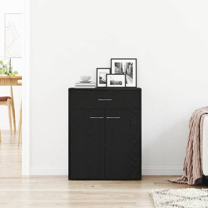 Dressoir met lade Zwart Eiken 60 x 30 x 75 cm Bewerkt hout