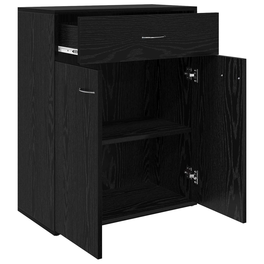 Dressoir met lade Zwart Eiken 60 x 30 x 75 cm Bewerkt hout