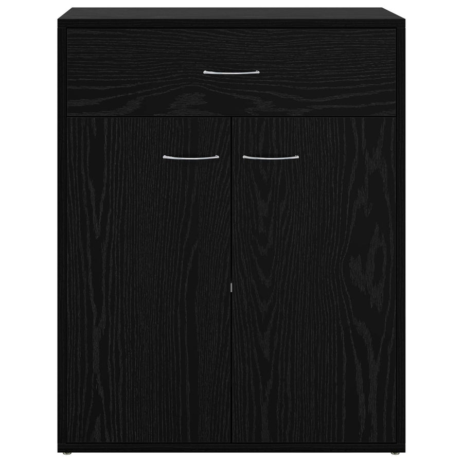 Dressoir met lade Zwart Eiken 60 x 30 x 75 cm Bewerkt hout