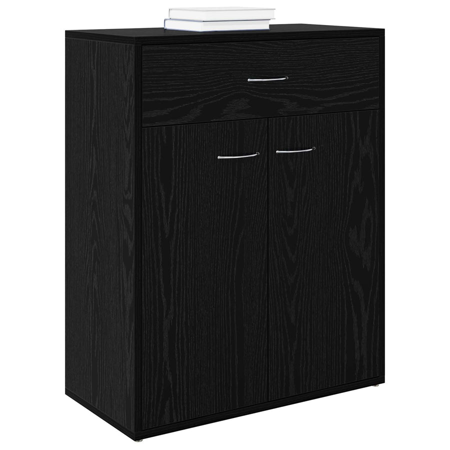 Dressoir met lade Zwart Eiken 60 x 30 x 75 cm Bewerkt hout