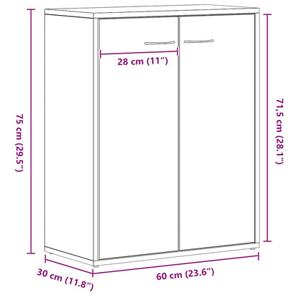 Dressoir Zwart Eiken 60x30x75 cm Engineered Wood