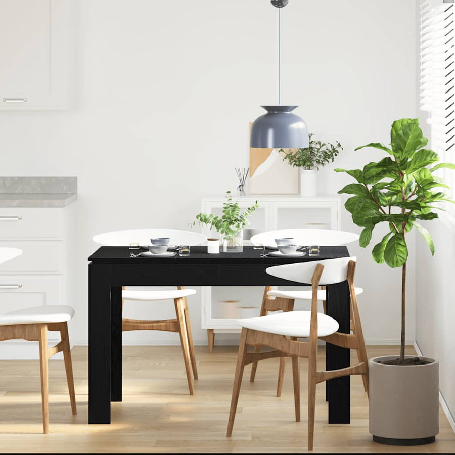 Eettafel Zwart Eiken 120x60x76 cm Bewerkt Hout