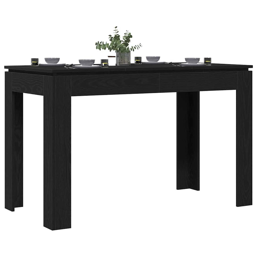 Eettafel Zwart Eiken 120x60x76 cm Bewerkt Hout