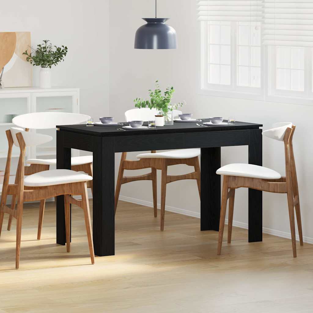 Eettafel Zwart Eiken 120x60x76 cm Bewerkt Hout