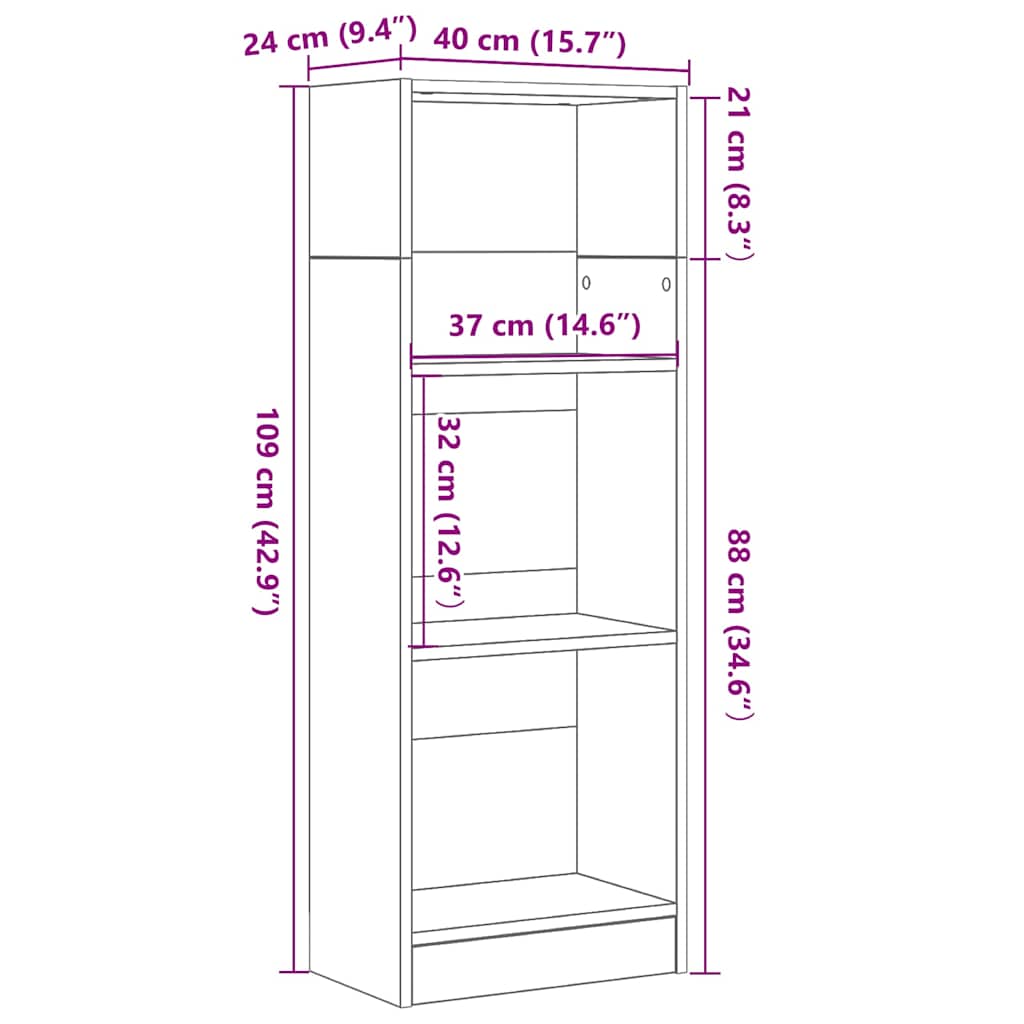 Boekenkast Zwart Eiken 40x24x109 cm Engineered Wood