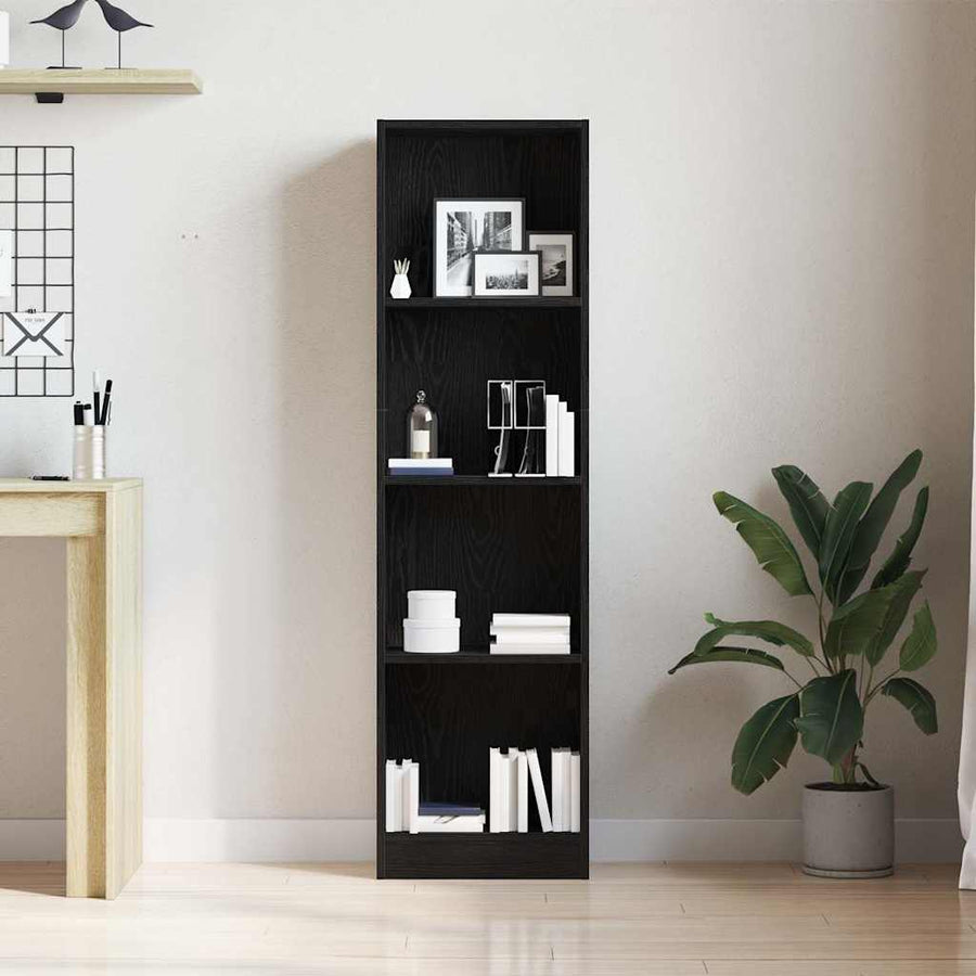 Boekenkast Zwart Eiken 40x24x143 cm Engineered Wood