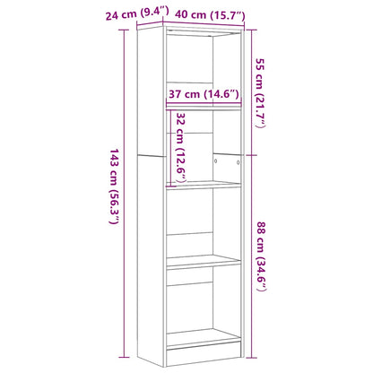 Boekenkast Zwart Eiken 40x24x143 cm Engineered Wood