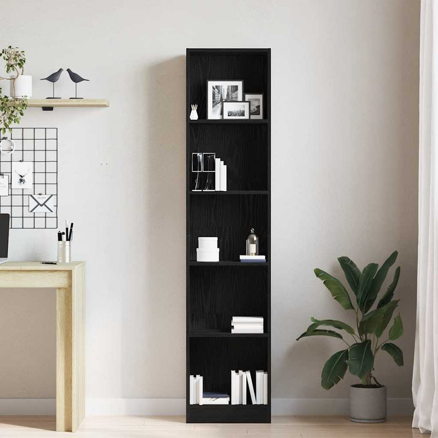 Boekenkast Zwart Eiken 40x24x176 cm Engineered Wood