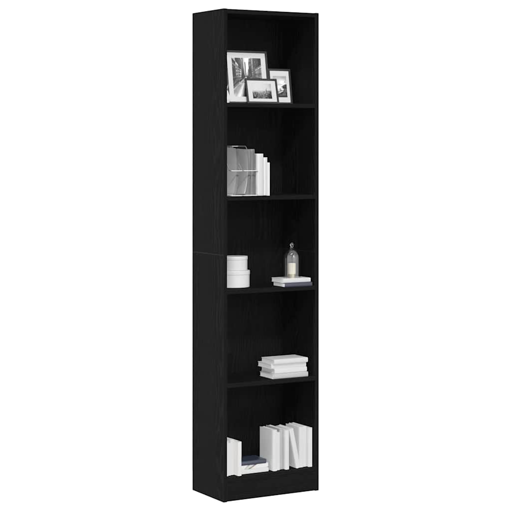 Boekenkast Zwart Eiken 40x24x176 cm Engineered Wood
