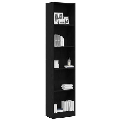 Boekenkast Zwart Eiken 40x24x176 cm Engineered Wood