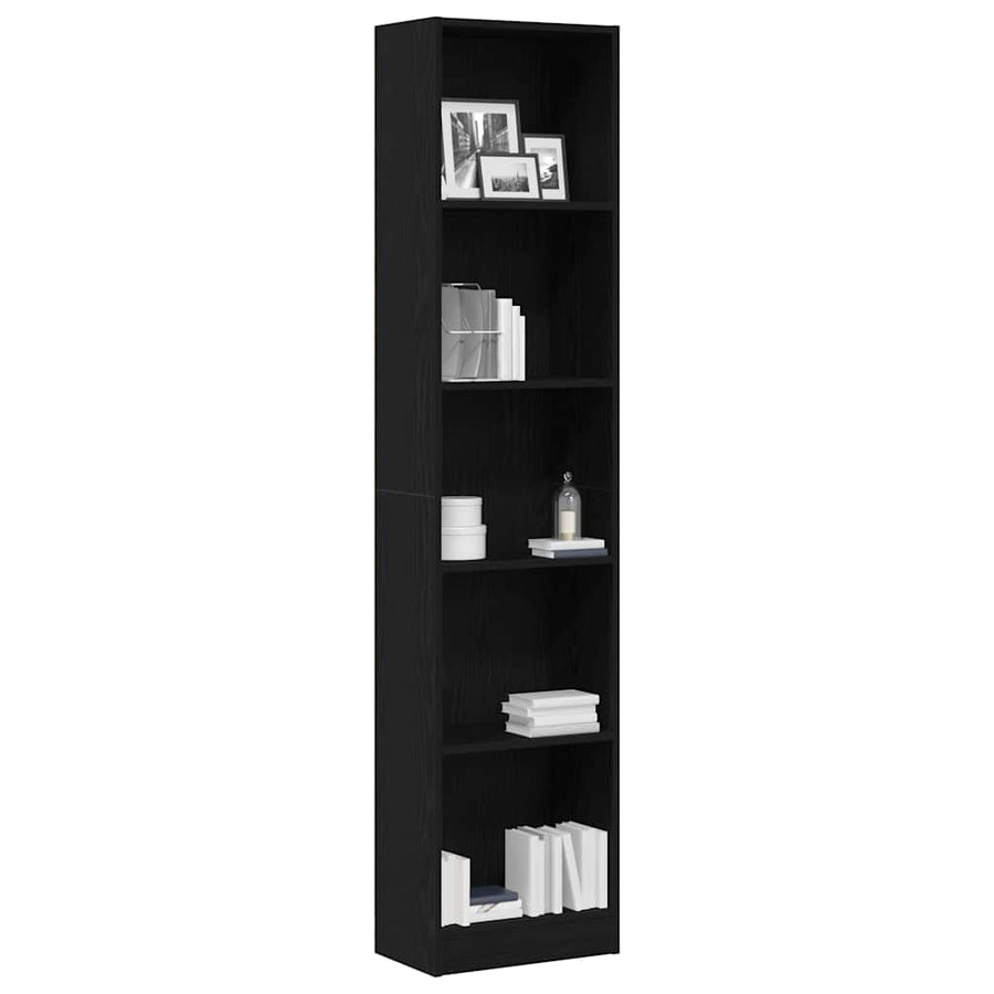 Boekenkast Zwart Eiken 40x24x176 cm Engineered Wood