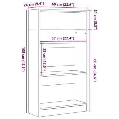 Boekenkast Zwart Eiken 60x24x109 cm Engineered Wood