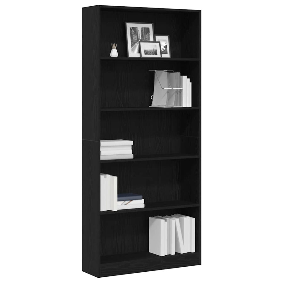 Boekenkast 80X24X Spaanplaat Kleurig Zwart Eiken 80 cm 176 cm