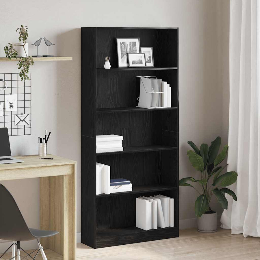 Boekenkast 80X24X Spaanplaat Kleurig Zwart Eiken 80 cm 176 cm