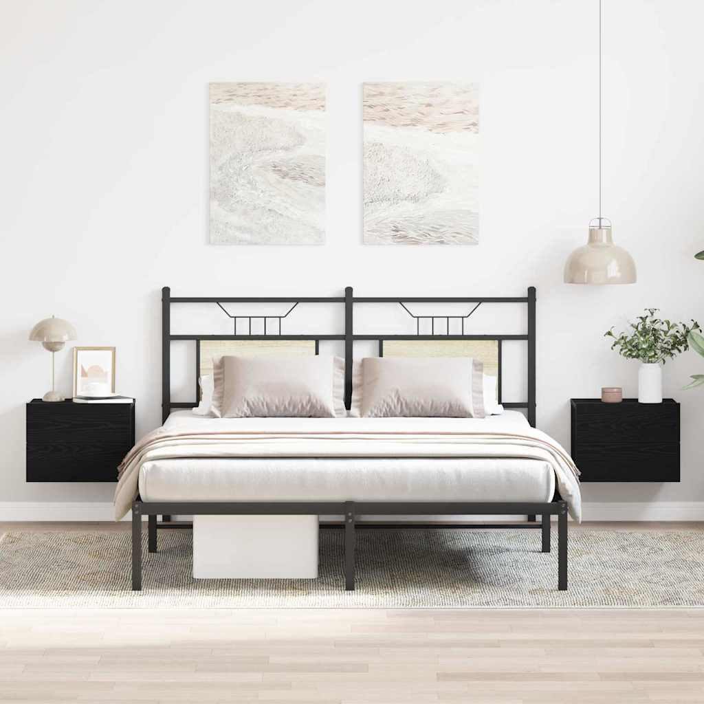 Nachtkastjes 2 St 40X30X30 Cm Bewerkt Hout Kleurig Zwart eiken