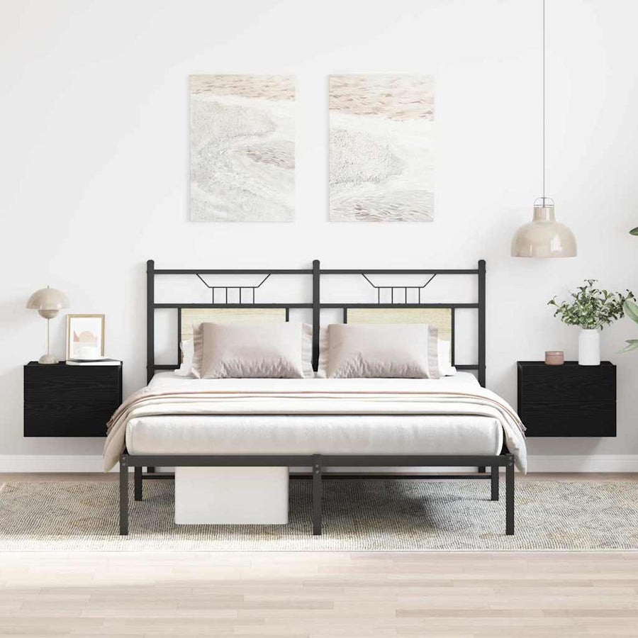 Nachtkastjes 2 St 40X30X30 Cm Bewerkt Hout Kleurig Zwart eiken